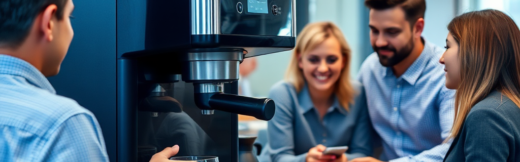 кофемашина, офис, коллектив, командный дух, социальные взаимодействия, продуктивность, моральный дух, креативность, снижение стресса